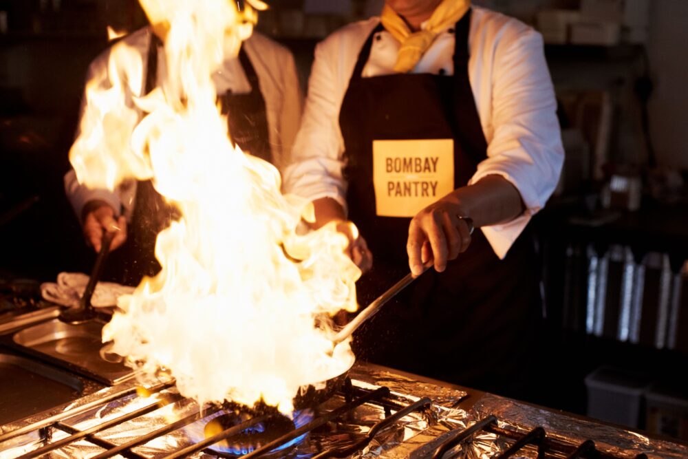 Chef cooking at Bombay Pantry